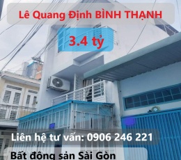 Bán nhà Bình Thạnh Lê Quang Định hẻm rộng, nhà 3 tầng giá chỉ 3.4 tỷ